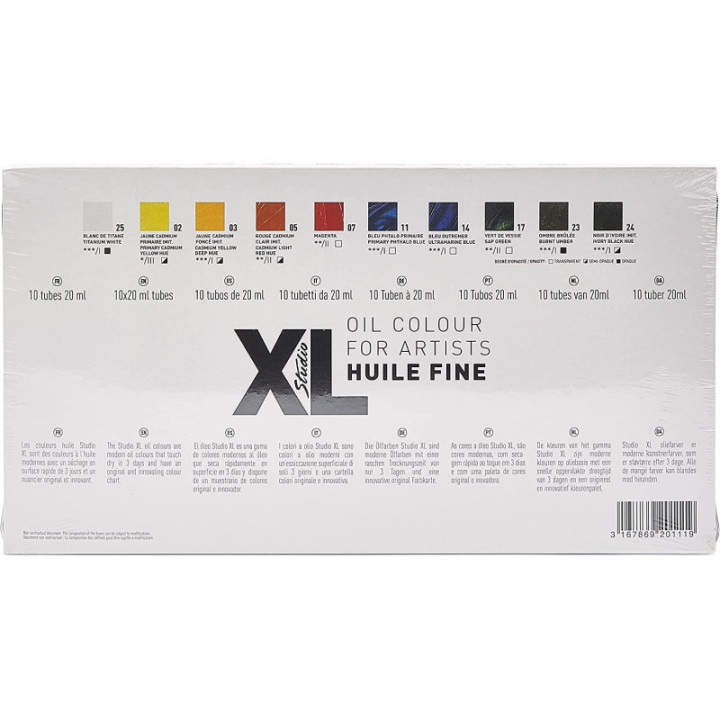 Peinture à l'huile - Fine - 10 tubes de 20 ml + 1 pinceau - Pébéo Studio XL