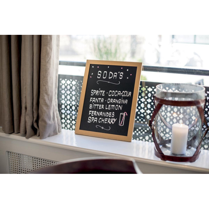 Tableau Ardoise Noire Woody 30X40 Cm + 1 Feutre-Craie Blanc Waterproof - Securit