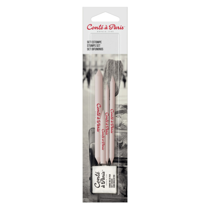 Estompe et gomme mie de pain - Pour crayons, fusains, pastels - Assortiment tailles - Conté à Paris