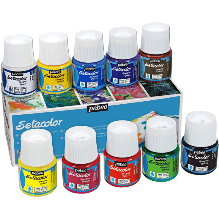 Peinture pour textile - Pébéo - Setacolor - Coffret de 10 pots de 10ml