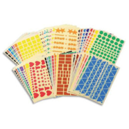 Gommettes - Rond - Carré - Triangle - Assortiment de couleurs - 5086 gommettes
