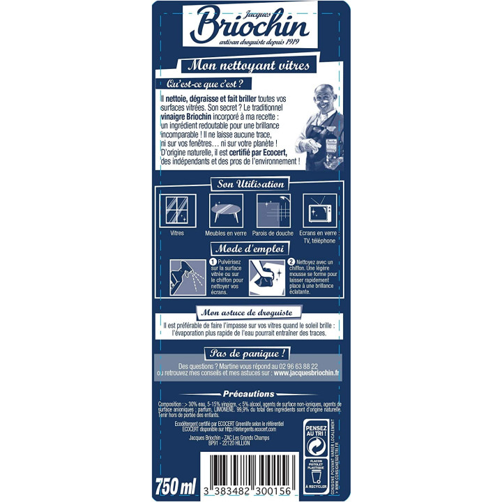 Produit nettoyant pour vitres - Naturel - A base de vinaigre - Briochin