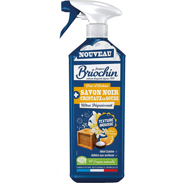 Produit dégraissant - Naturel - Pour la cuisine - Savon noir et cristaux soude - Briochin