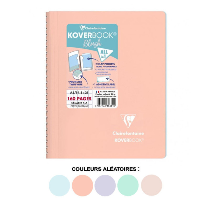 Cahier - Carnet - A5 - Petits carreaux - Avec spirales - Couverture polypro - Clairefontaine