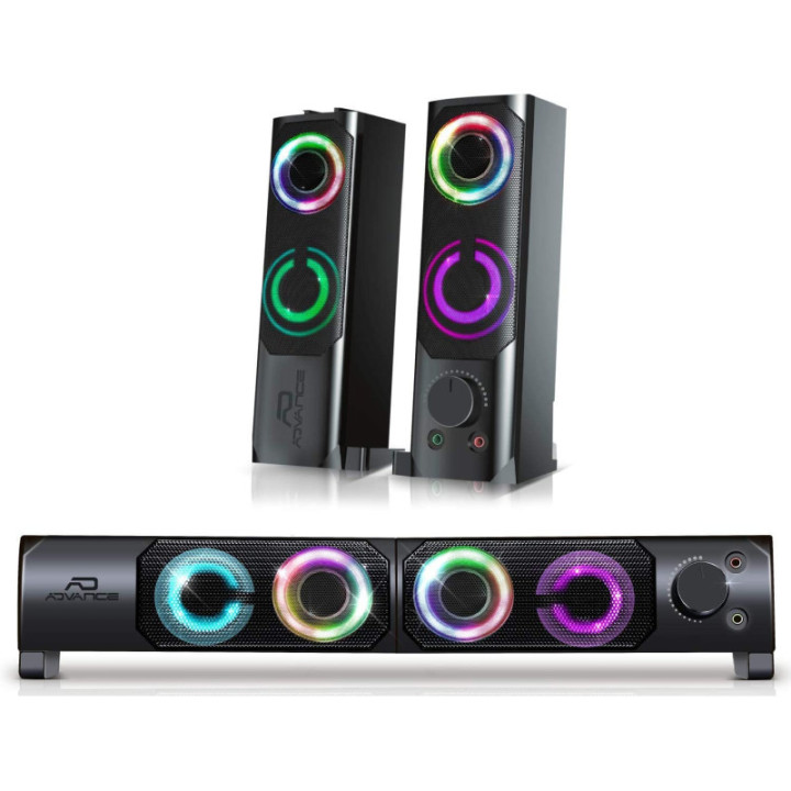 Enceintes - Barre de son - 2 en 1 - Lumineuse - RGB Rainbow - 6W - Advance
