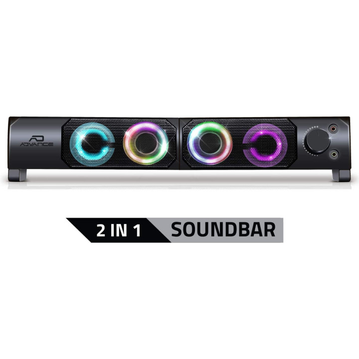 Enceintes - Barre de son - 2 en 1 - Lumineuse - RGB Rainbow - 6W - Advance