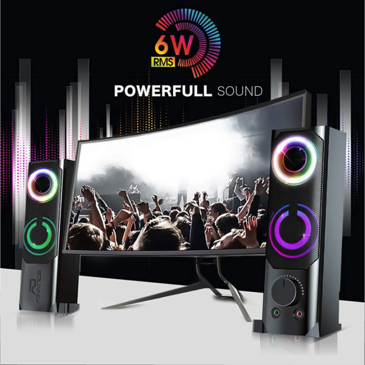 Enceintes - Barre de son - 2 en 1 - Lumineuse - RGB Rainbow - 6W - Advance