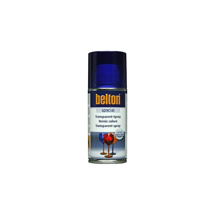 Bombe de vernis coloré - Bleu - Semi-transparent - Verre - Plastique - Belton - 150ml