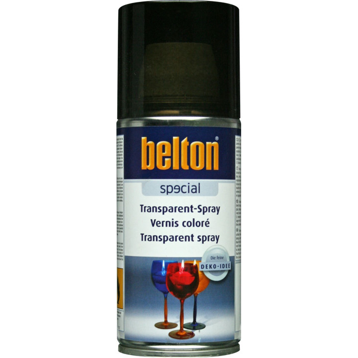 Bombe de vernis coloré - Noir - Semi-transparent - Verre - Plastique - Belton - 150ml
