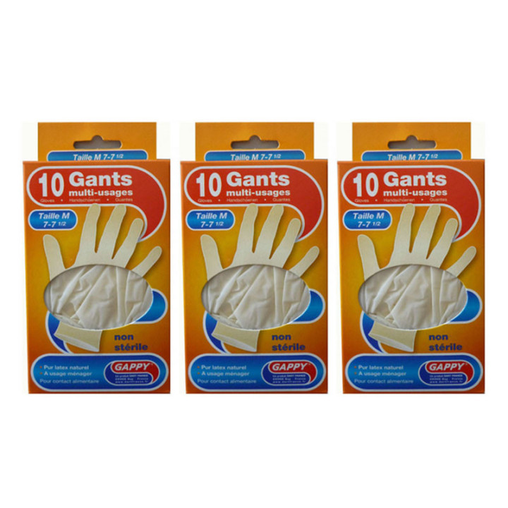 3 boîtes de 10 gants multi-usages Taille M - Gappy