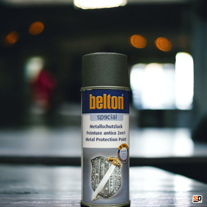 Bombe de peinture - Antirouille - Gris anthracite - 3 en 1 - Apprêt - Peinture - Finition - Belton