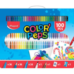 Coffret de crayons et feutres de coloriage - 100 pièces - Maped - Color'Peps