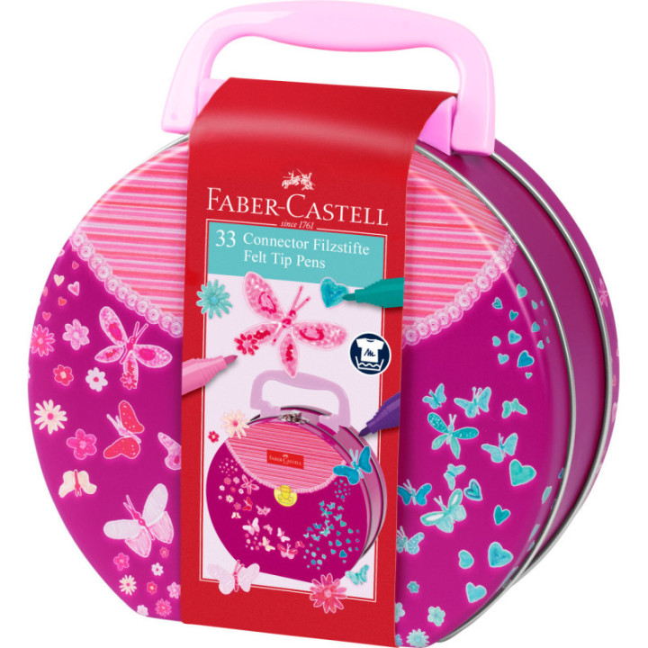 33 feutres de coloriage - Boîte métal en forme de sac à main - Faber-Castell - Connector
