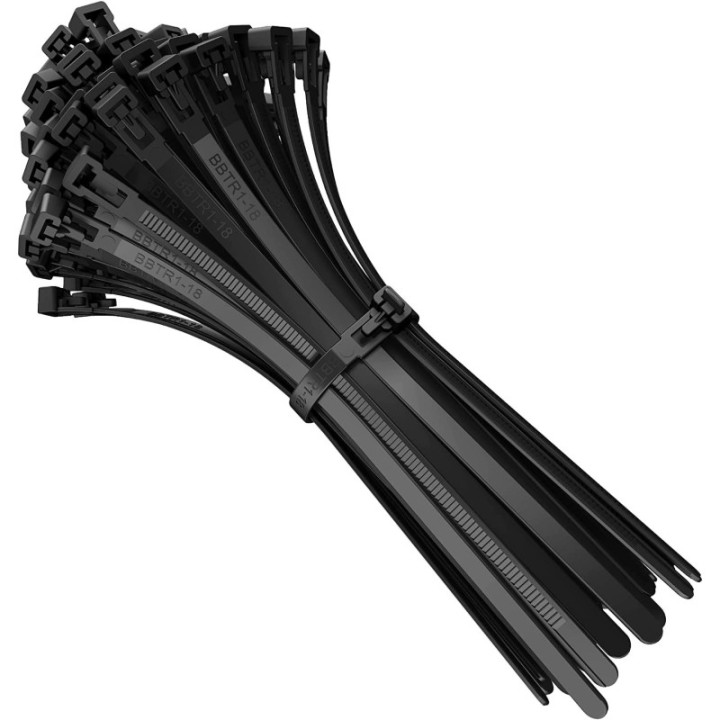 Colliers de serrage - Serre câble - Rilsan - Noir - 3,6x140mm - Lot de 100 unités