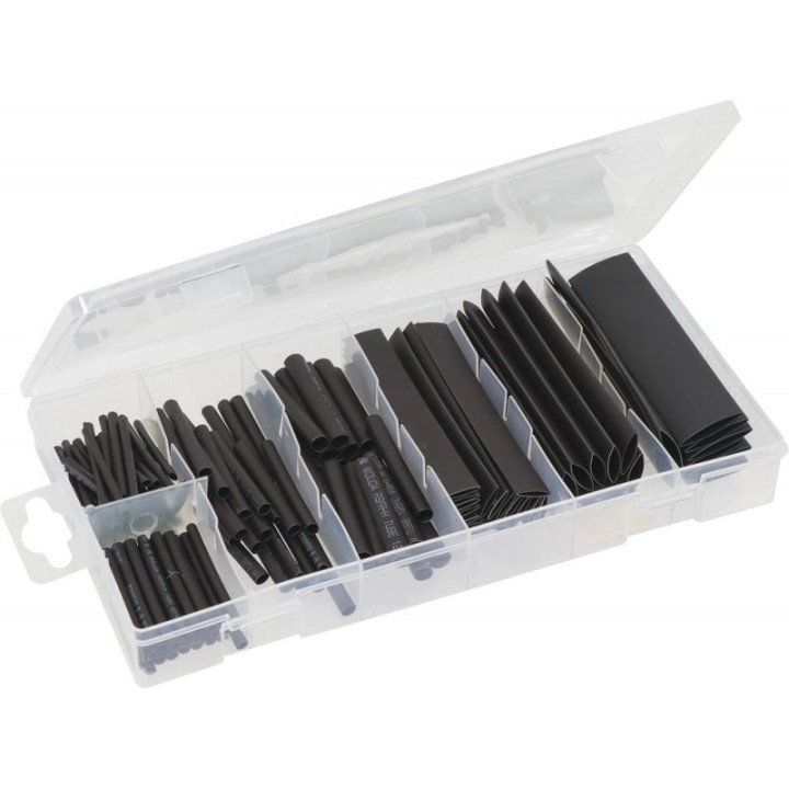 Manchons thermorétractables - Plusieurs diamètres - Noir - 127 pièces