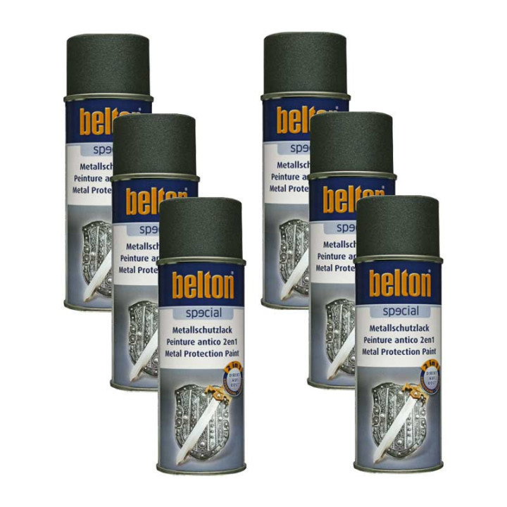 Lot de 6 bombes de peinture - Antirouille - Gris anthracite - 3 en 1 - Apprêt - Peinture - Finition - Belton