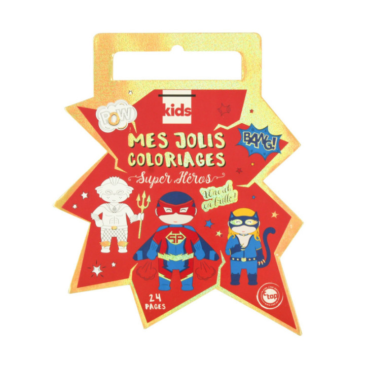 Carnet de coloriage - Super héros - Avec paillettes - 24 pages