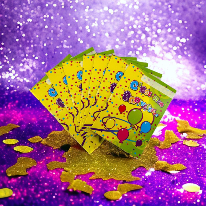Cartons d'invitation pour anniversaire - Enfant - Ballons - 8 cartes + enveloppes
