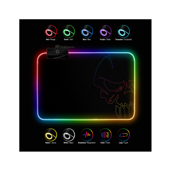 Tapis de souris - Lumineux - Rétro éclairage RGB - Anti-dérapant - 30 x 23 cm