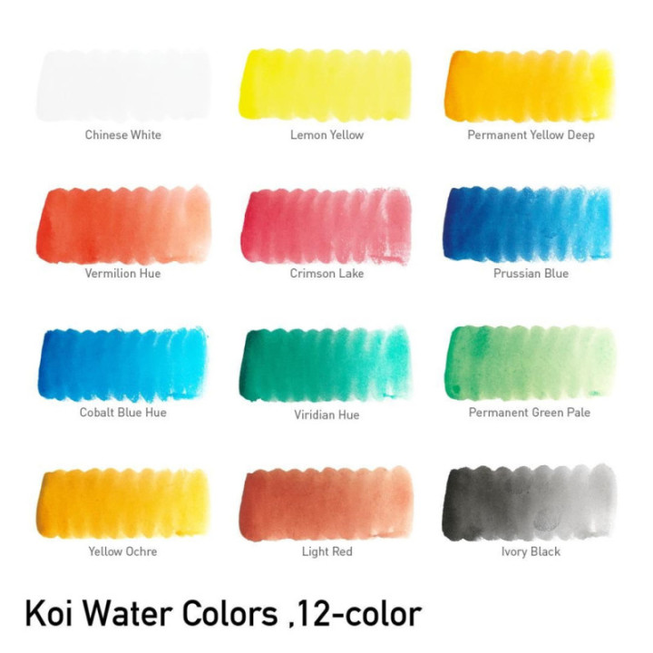 Boîte de peinture aquarelle - 12 couleurs + 1 pinceau à remplir + éponge - Sakura Koi