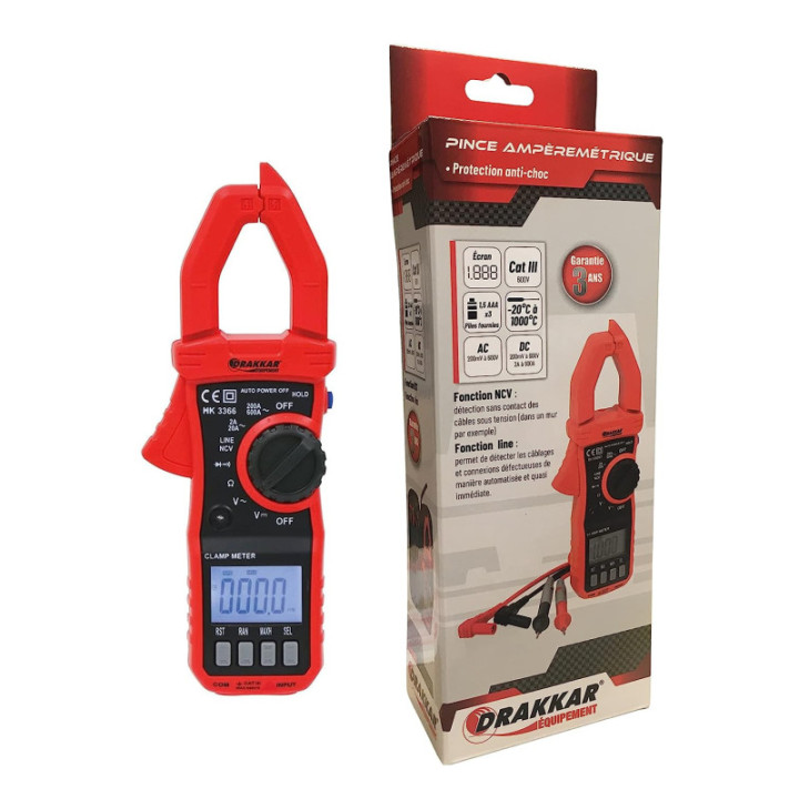 Petite pince ampèremétrique - Mesure les courants électriques - Professionnel - Drakkar Equipement