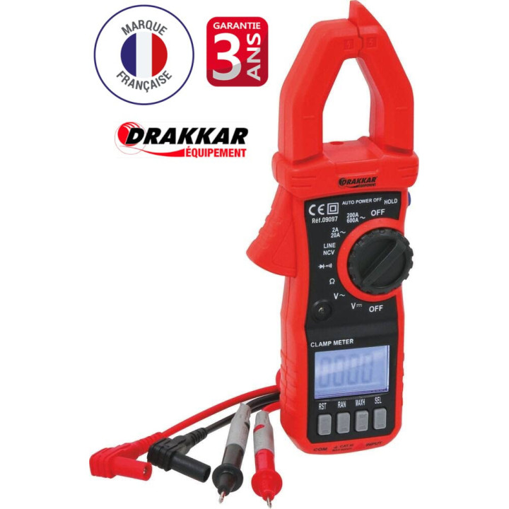 Petite pince ampèremétrique - Mesure les courants électriques - Professionnel - Drakkar Equipement