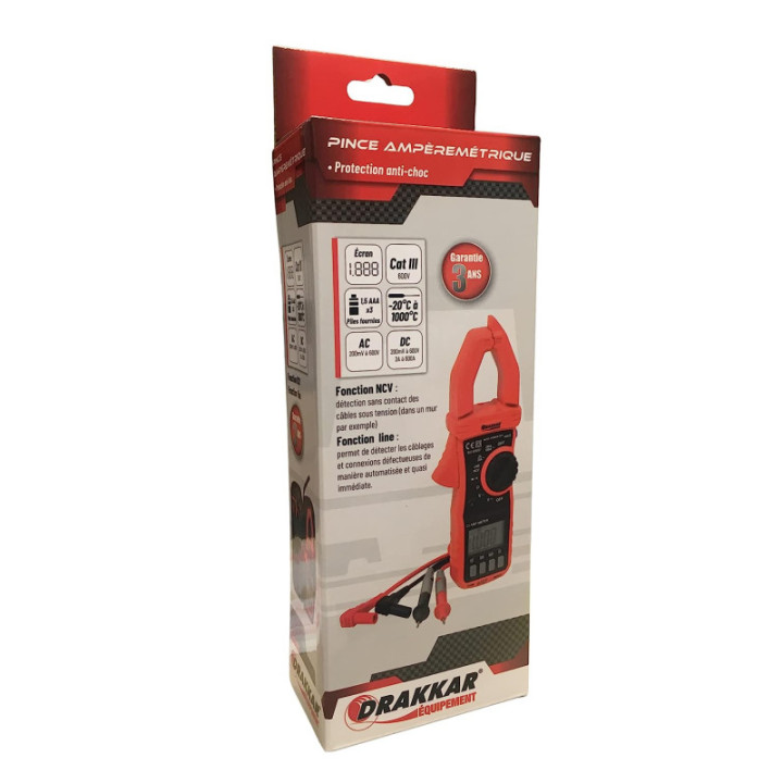 Petite pince ampèremétrique - Mesure les courants électriques - Professionnel - Drakkar Equipement