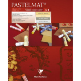 Bloc dessin A4 pastelmat 12 feuilles 24x30cm 4 teintes N°1 - Clairefontaine