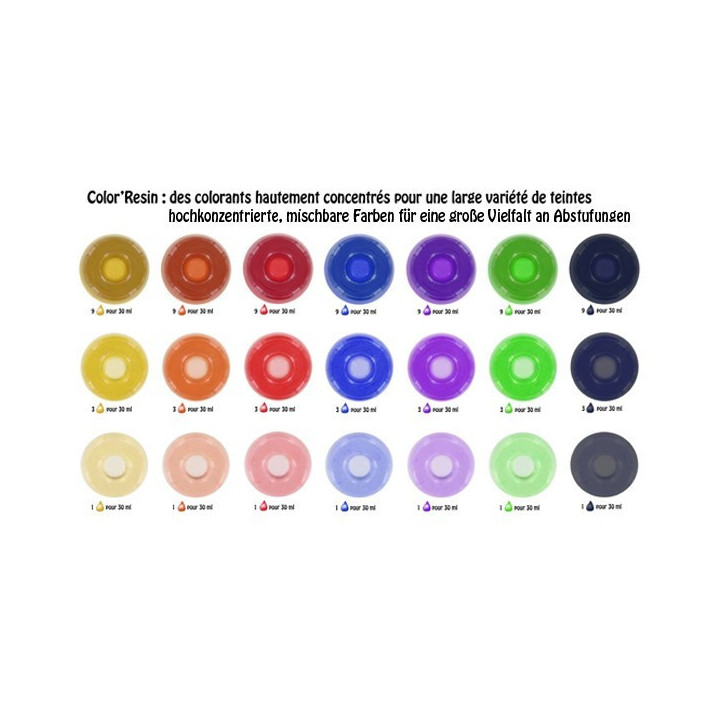 Colorant pour résine d'époxy - 6 couleurs - Cléopâtre - Color'Resin - 6x15g