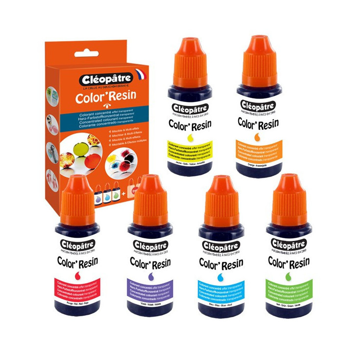 Colorant pour résine d'époxy - 6 couleurs - Cléopâtre - Color'Resin - 6x15g