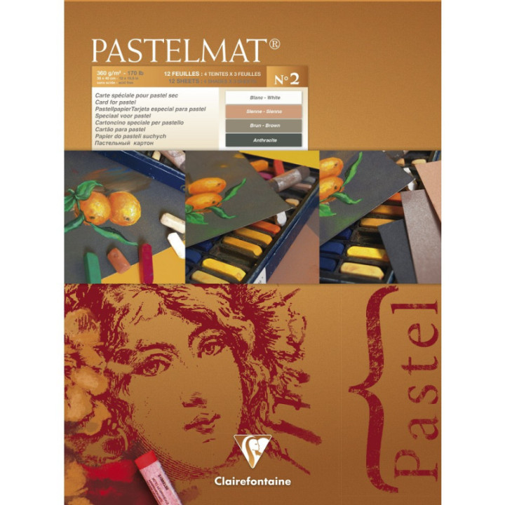 Bloc dessin A3 pastelmat 12 feuilles 30x40cm 4 teintes N°2 - Clairefontaine