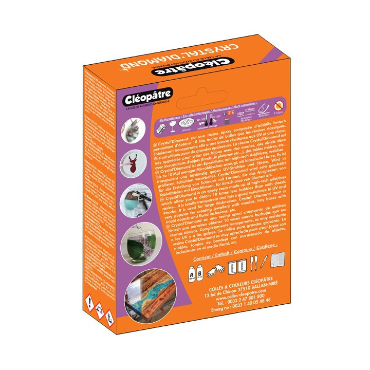 Résine d'époxy - Cléopâtre - Crystal'Diamond - Toutes surfaces - Kit complet