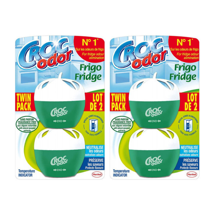 Désodorisant pour frigo - Sans parfum - 2 pièces - Croc Odor - Lot de 4 pièces