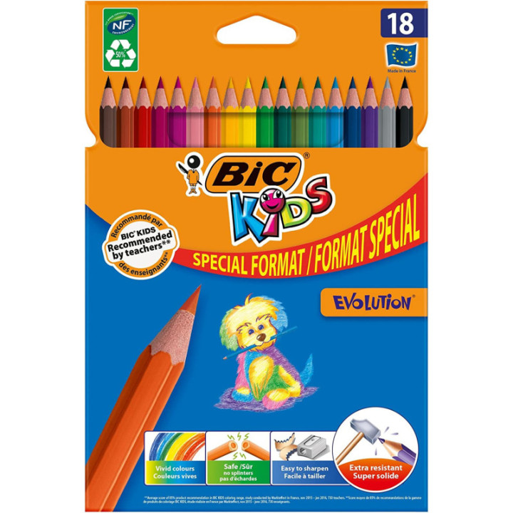 Crayons de couleur - Coloriage - Enfant - 18 couleurs - BIC Kids - Evolution