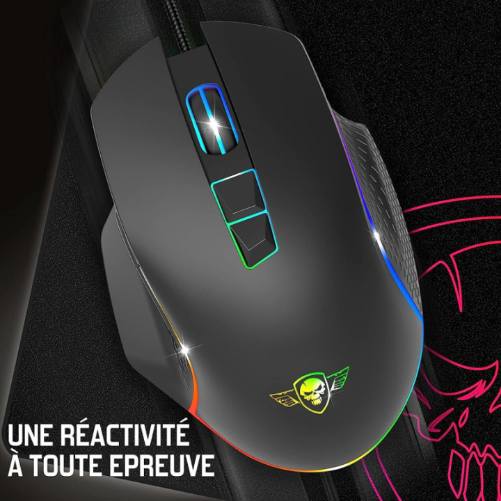 Souris gamer - Avec fil - Boutons programmables - Eclairage RGB - Spirit of gamer - PRO-M1
