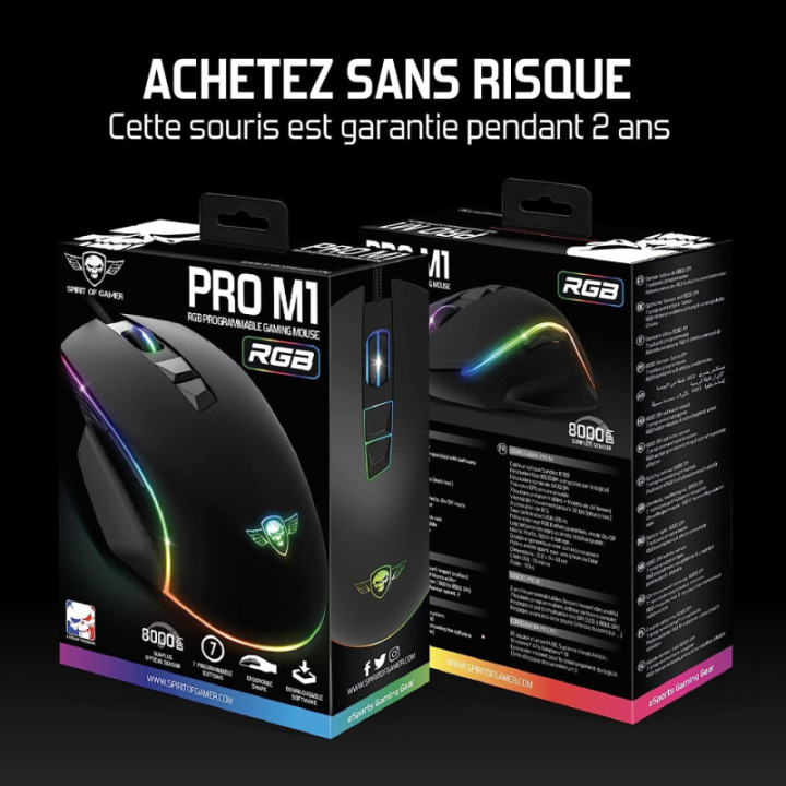Souris gamer - Avec fil - Boutons programmables - Eclairage RGB - Spirit of gamer - PRO-M1