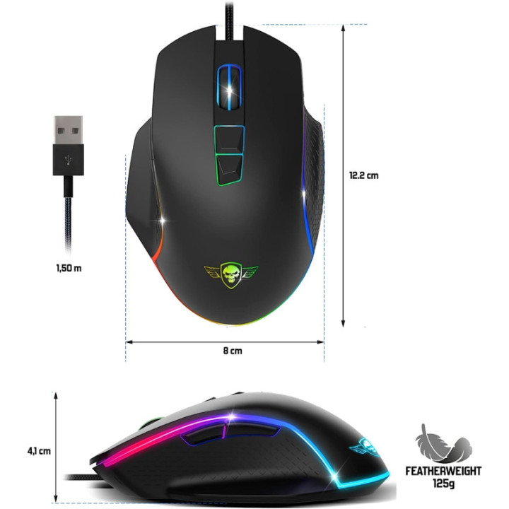 Souris gamer - Avec fil - Boutons programmables - Eclairage RGB - Spirit of gamer - PRO-M1