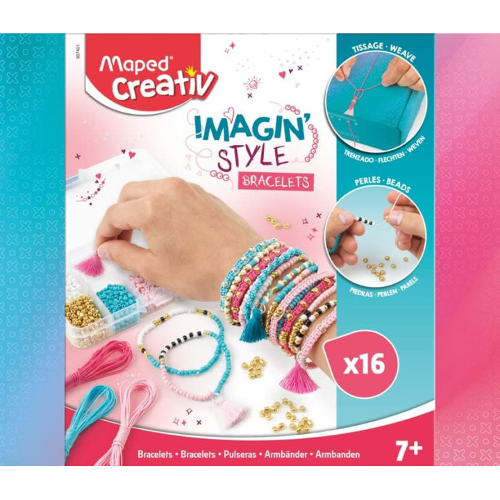 Kit pour réaliser des bracelets - Couleurs pastel - Enfant - Maped Creativ - Imagin'Style