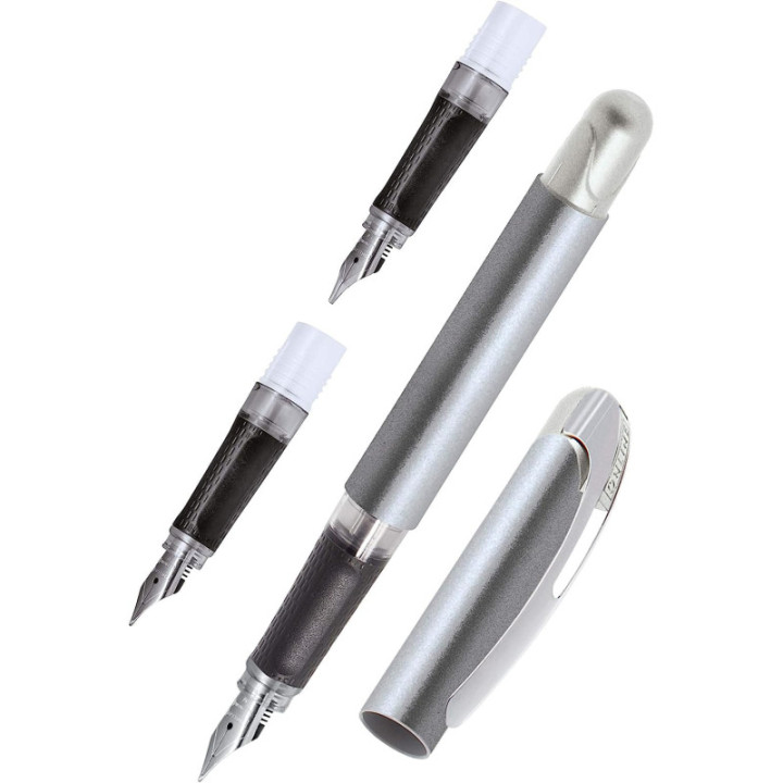 Stylo plume - Calligraphie - 3 plumes différentes - Pour droitier - Argent métal - ONLINE - College