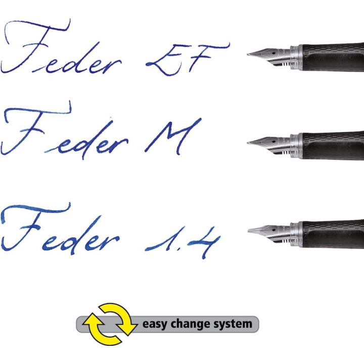 Stylo plume - Calligraphie - 3 plumes différentes - Pour droitier - Argent métal - ONLINE - College