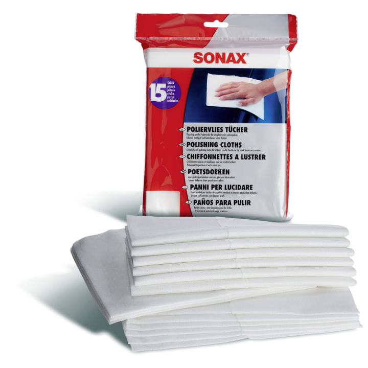 Chiffons à lustrer - Carrosserie de voiture - Sachet de 15 chiffonnettes - SONAX