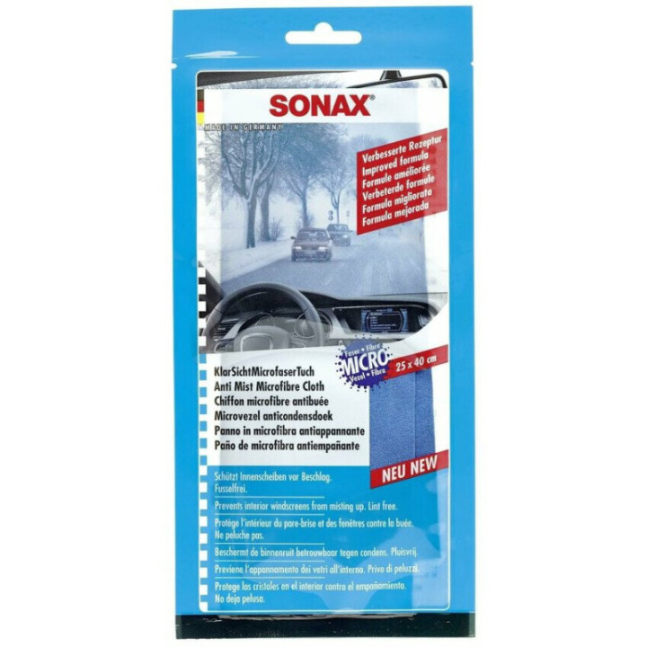 Chiffon - Anti buée - Pour pare-brise - Microfibre - SONAX