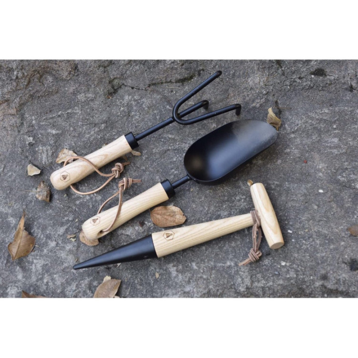 Outils de jardinage - Pelle - Plantoir - Griffe - Manche en bois - Laguiole