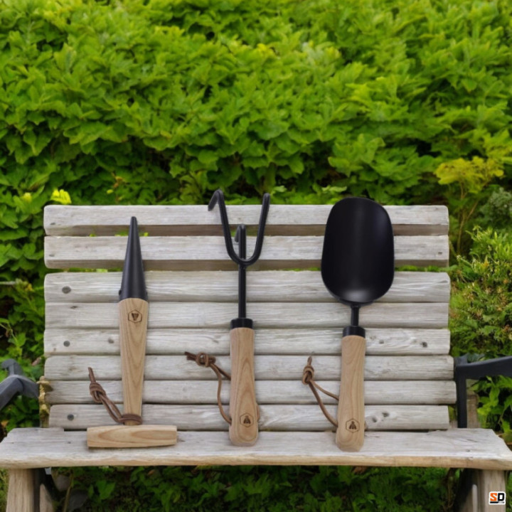 Outils de jardinage - Pelle - Plantoir - Griffe - Manche en bois - Laguiole