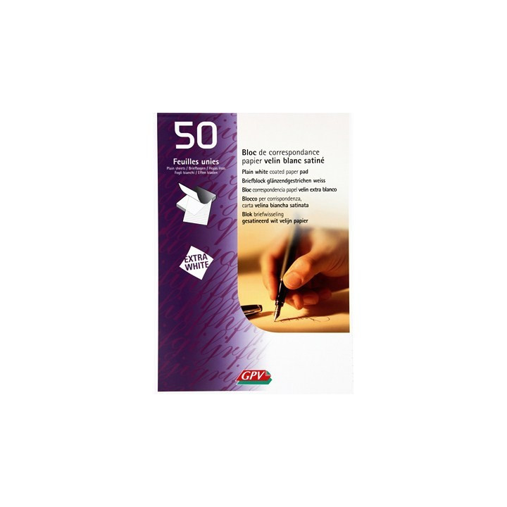 Bloc de correspondance - Blanc - A5 - 50 feuilles - 90G - Courrier - GPV