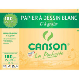 Canson - Papier à dessin - 24x32 cm - Blanc - 180g - 12 feuilles
