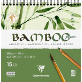 Carnet - Aquarelle - 29,7x29,7 cm - Spirale - 15 feuilles - Clairefontaine - Bamboo