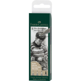 Feutres - Faber-Castell - Pitt Artist Pen - Gris chaud IV - Etui de 4 feutres