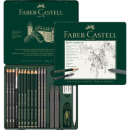 Crayons graphite aquarelle - Assortiment de 19 pièces - Faber-Castell - Pitt Graphite Set