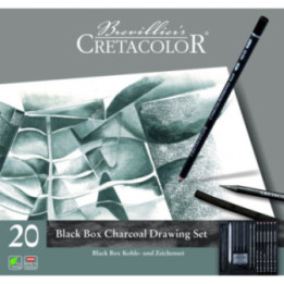 Crayons - Fusains - Estompe - Dessin - Esquisse - Cretacolor - Black Box - 20 pièces